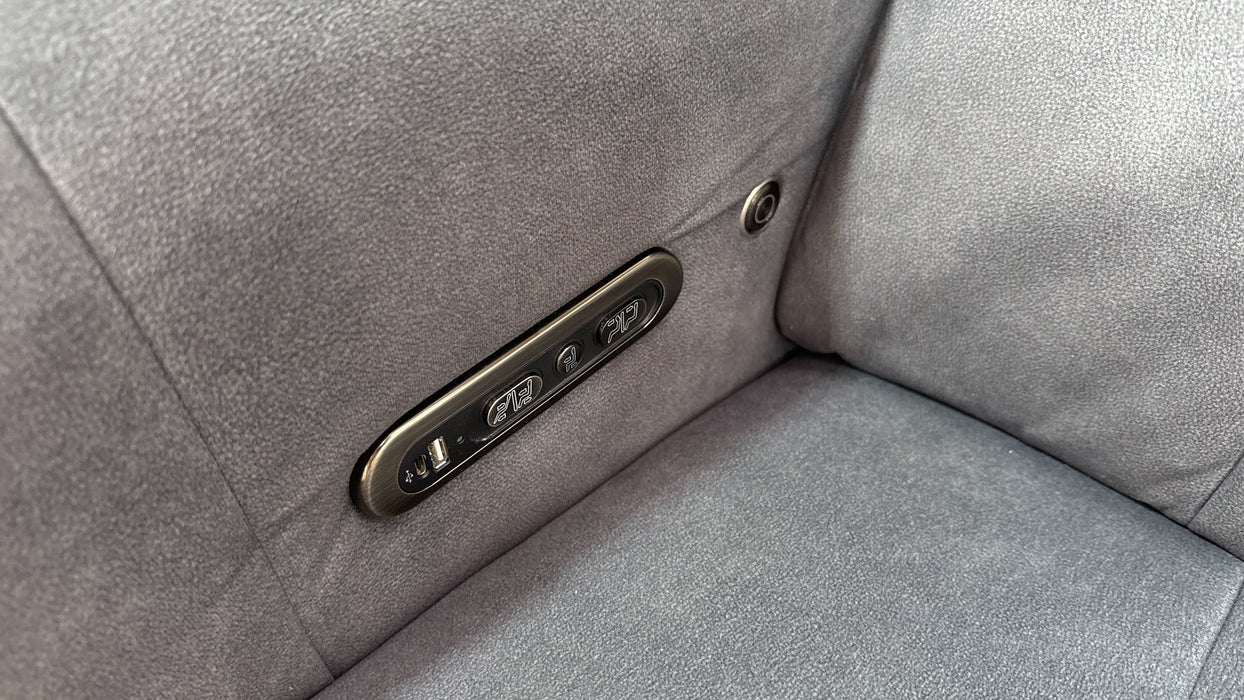 Sofology Lumiere Fabric 4 Seater Chaise Power Recliner/Headrest in Lifestyle Flecked Charcoal