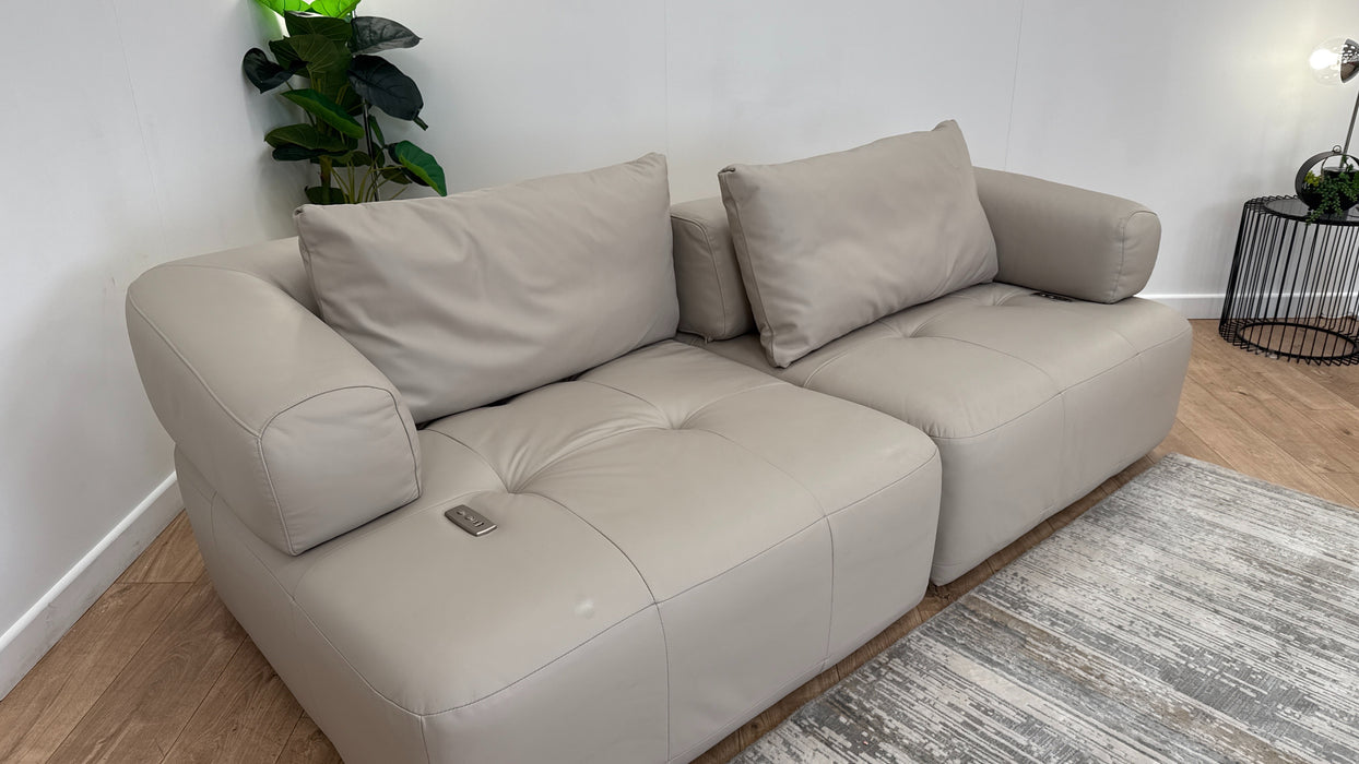 Sofology The Flex Leather 3 Seater Motion Back Large Full Back in Trusty Matt Stone