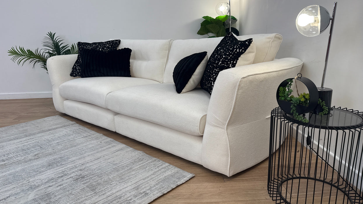 Sofology The Reign 4 Seater Fabric Sofa in Luxe Sherpa Ecru/Natural Mix