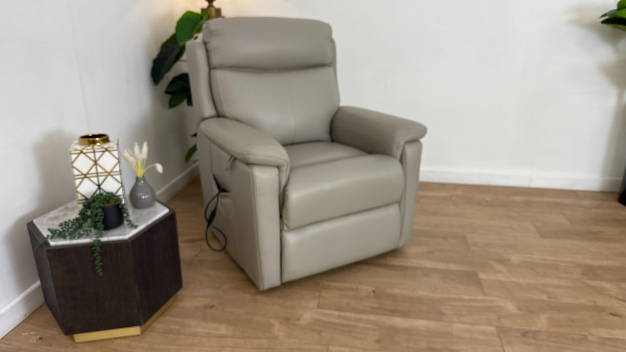 Sofology Parker Leather Chair Rise & Recline in Trusty Sheen Lead Grey