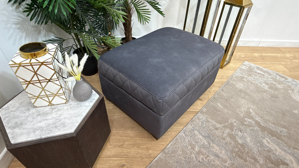 Sofology Benz Designer Leather Footstool in Lifestyle Flecked Fabric Charcoal