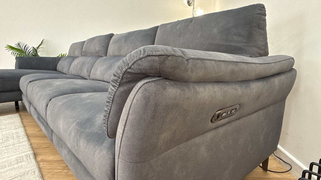 Sofology The Missouri 4 Seater Recliner Chaise in Lifestyle Flecked Fabric Charcoal