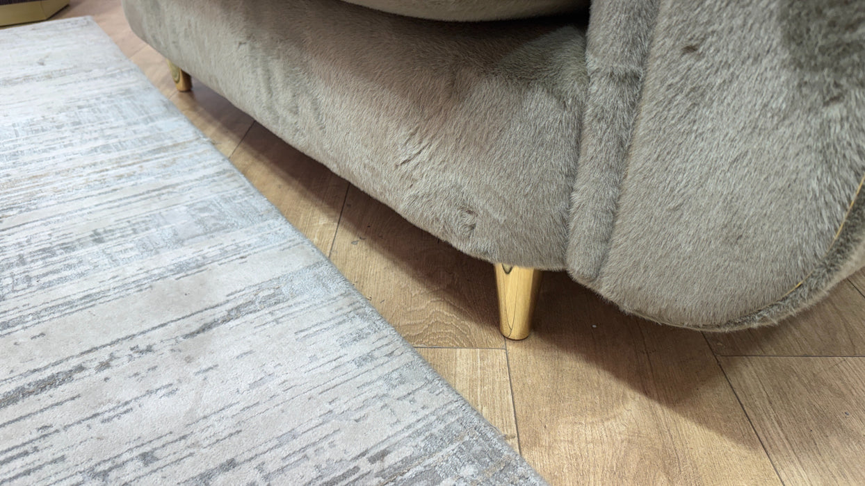 Sofology Chamonix Loveseat in Sample Soft Short Pile Faux Fur Sage Mix