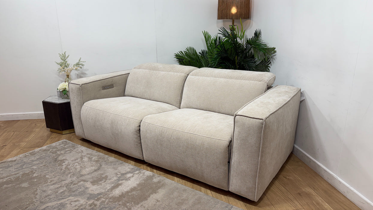 Sofology Horizon Fabric 2.5 Seater Power Recliner/Headrest in Textured Chenille Stone