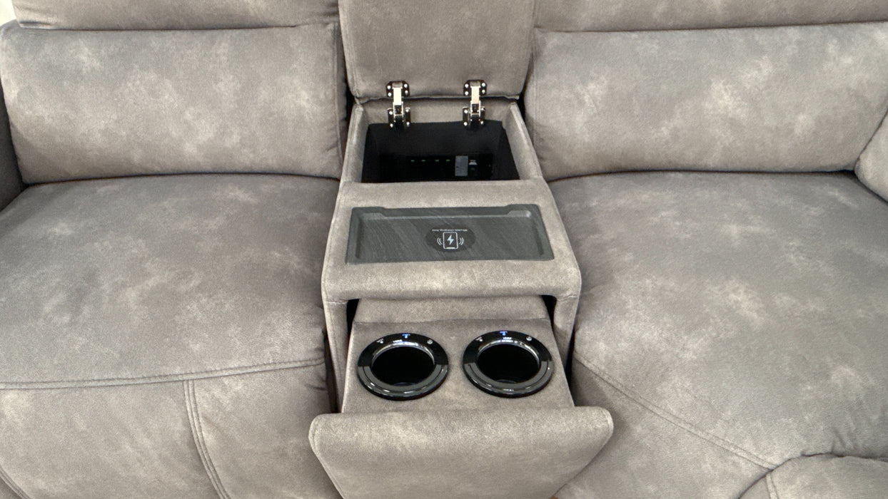 Sofology The Ravello Fabric 1 Corner 2 Power Recliner/Headrest Lumbar in Lifestyle Flecked Mineral Green