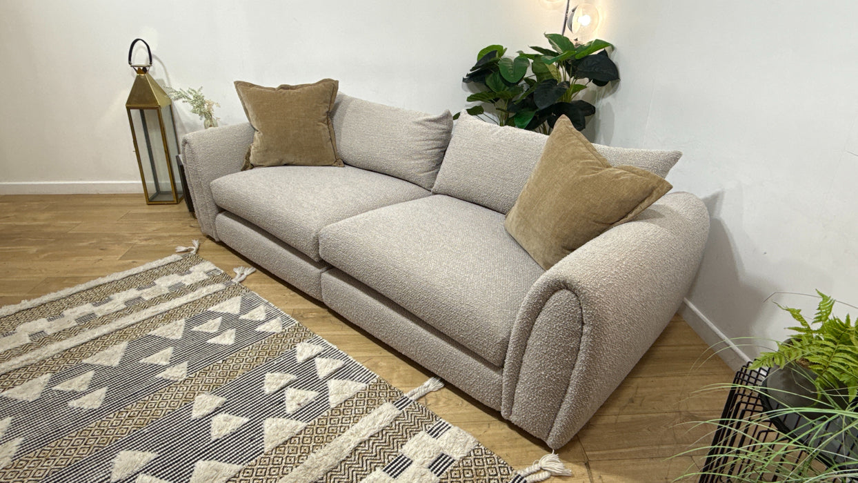 Sofology Marble Arch Fabric 4 Seater Split in Cologne Plain Mink/Natural Mix