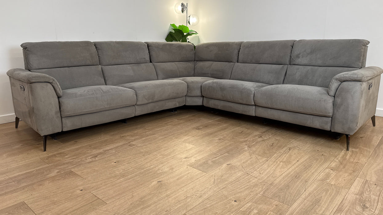 Sofology The Illinois 2 Corner 2 Fabric Recliner Sofa in Lifestyle Textured Charcoal