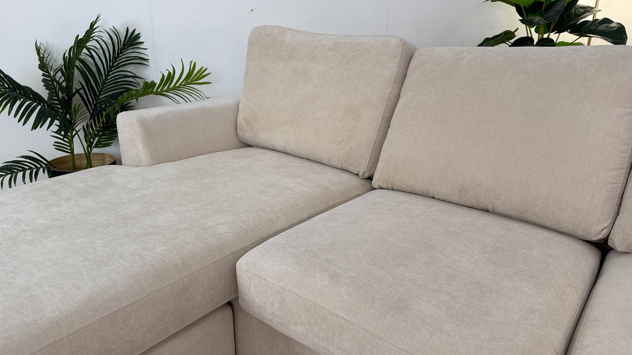 Milton 4 Seater Fabric Chaise Sofa Ivory