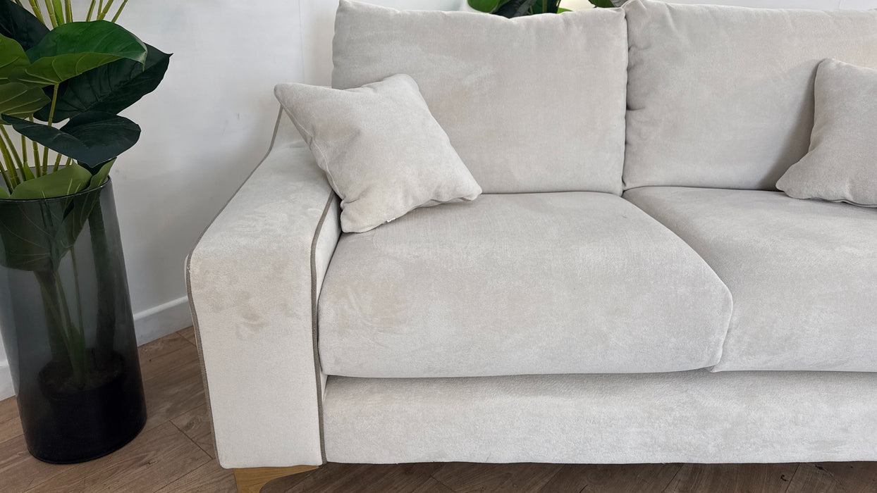 Sofology Wildwood Fabric 2 Seater in Soft Sherpa Natural Contrast Piping