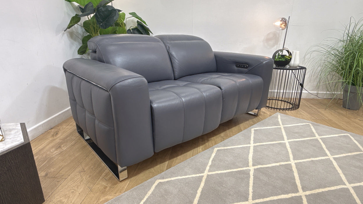 Sofology Marvella Leather 2 Seater Power Recliner/Headrest in Trusty Sheen Lavender Grey
