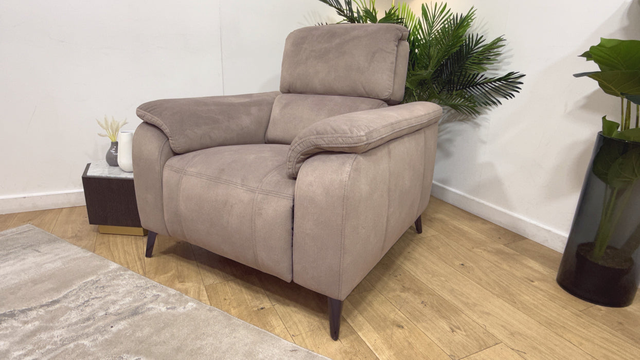 Sofology Bailey Fabric Chair Power Recliner/Headrest in Lifestyle Flecked Nutmeg
