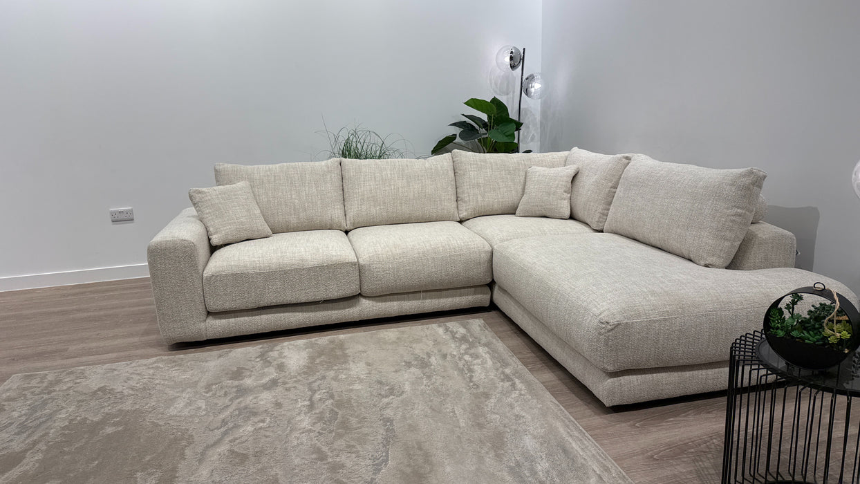 Sofology Amalfi Fabric 2 Corner 1 Chaise in Micro Flecked Boucle Natural