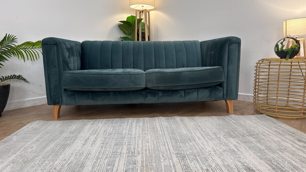 Sofology Fluted Isla Fabric 2 Seater in Velluto Azure
