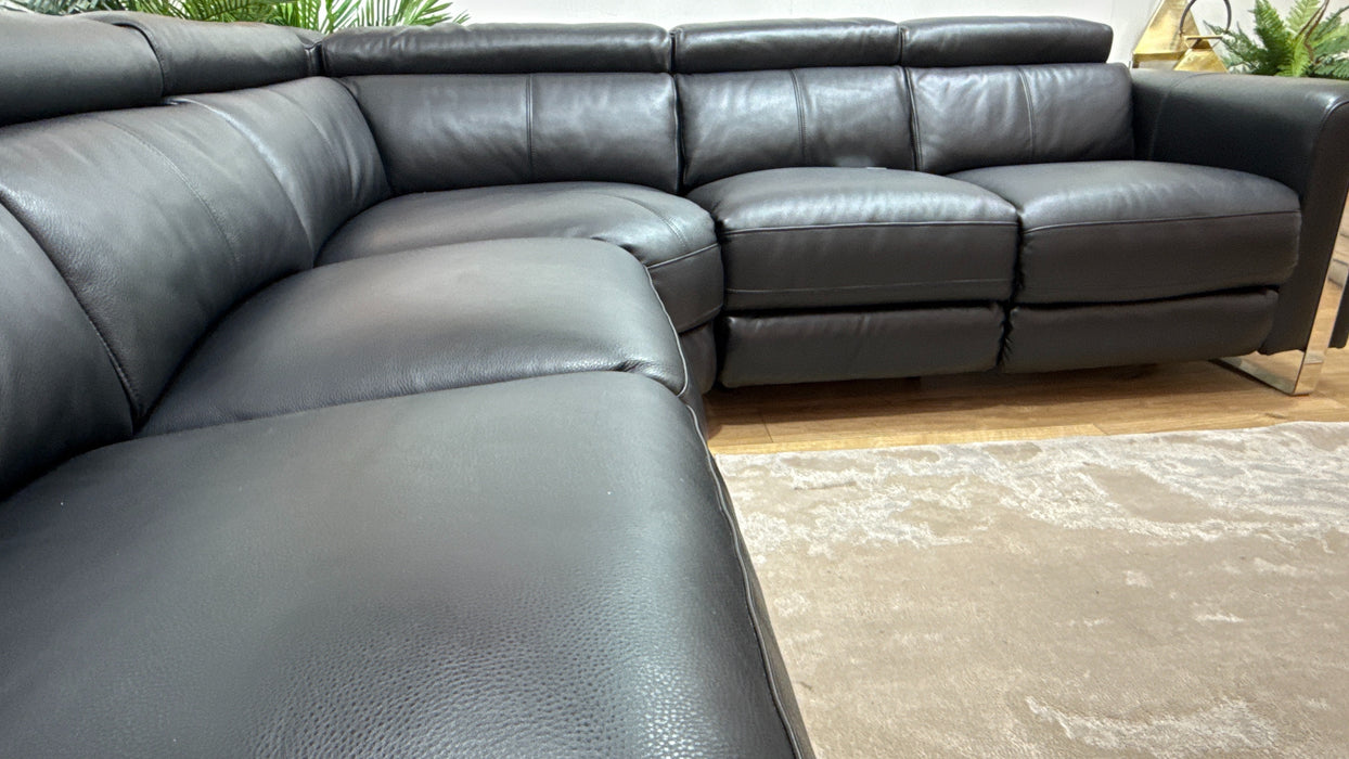 Sofology Moreno Leather 2 Corner 3 Power Recliner in Black