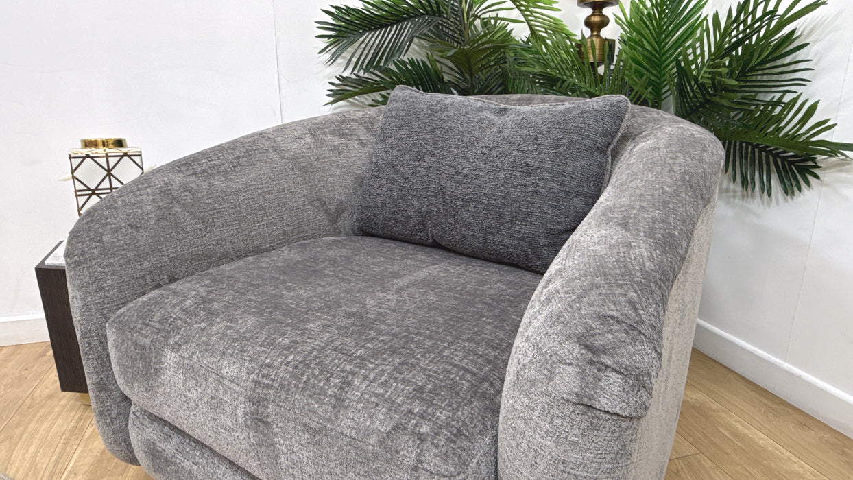 Sofology Westwood Fabric Swivel Chair in Teddy Chenille Slate Mix