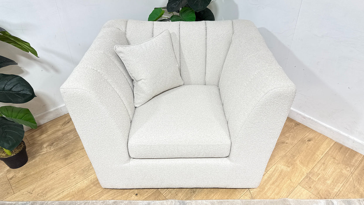 Sofology Downtown Fabric Swivel Chair in Boucle Linen