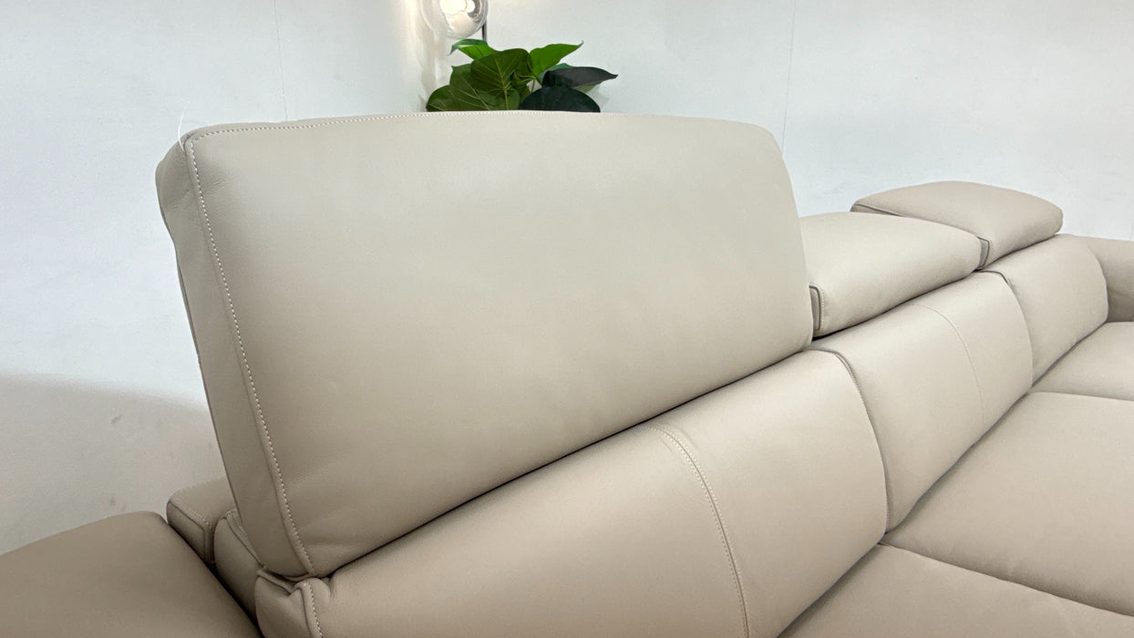 Sofology Metropolitan Leather 4 Seater Chaise Sofa Bed with Storage in Trusty Matt Plus Stone