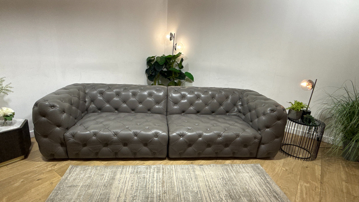 Sofology The Venezia Leather 4 Seater in Trusty Embossed Leather Elephant
