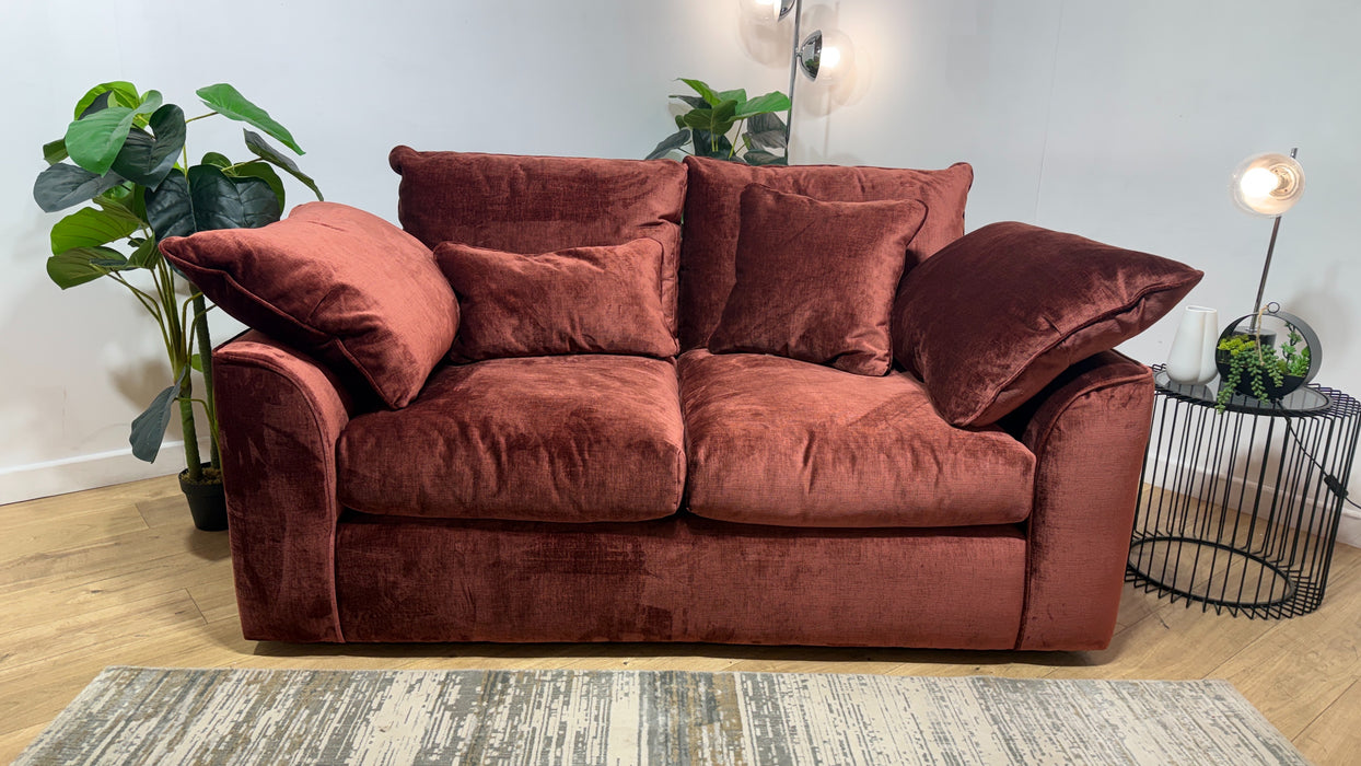 Sofology Georgio Fabric 2 Seater Feather Flex Seats in Luxe Chenille Burgundy