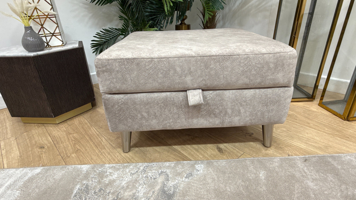 Sofology Hackney Fabric Storage Memory Foam Footstool in Lifestyle Dapple Fabric Stone