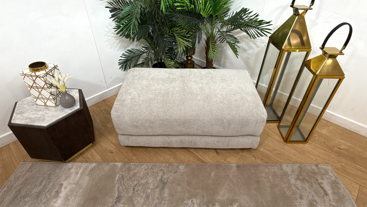 Sofology Amalfi Fabric Large Footstool in Cosy Chenille Stone