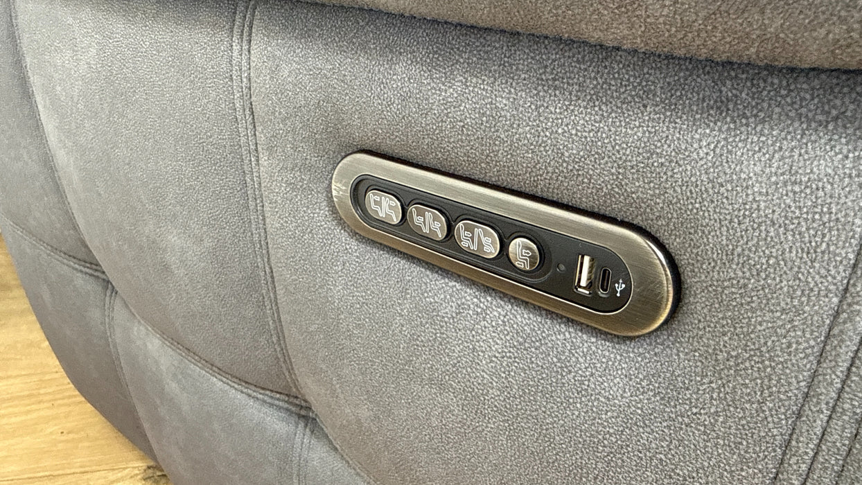 Sofology Ripley Fabric Chair Power Recliner/Headrest Lumbar Support in Lifestyle Flecked Charcoal