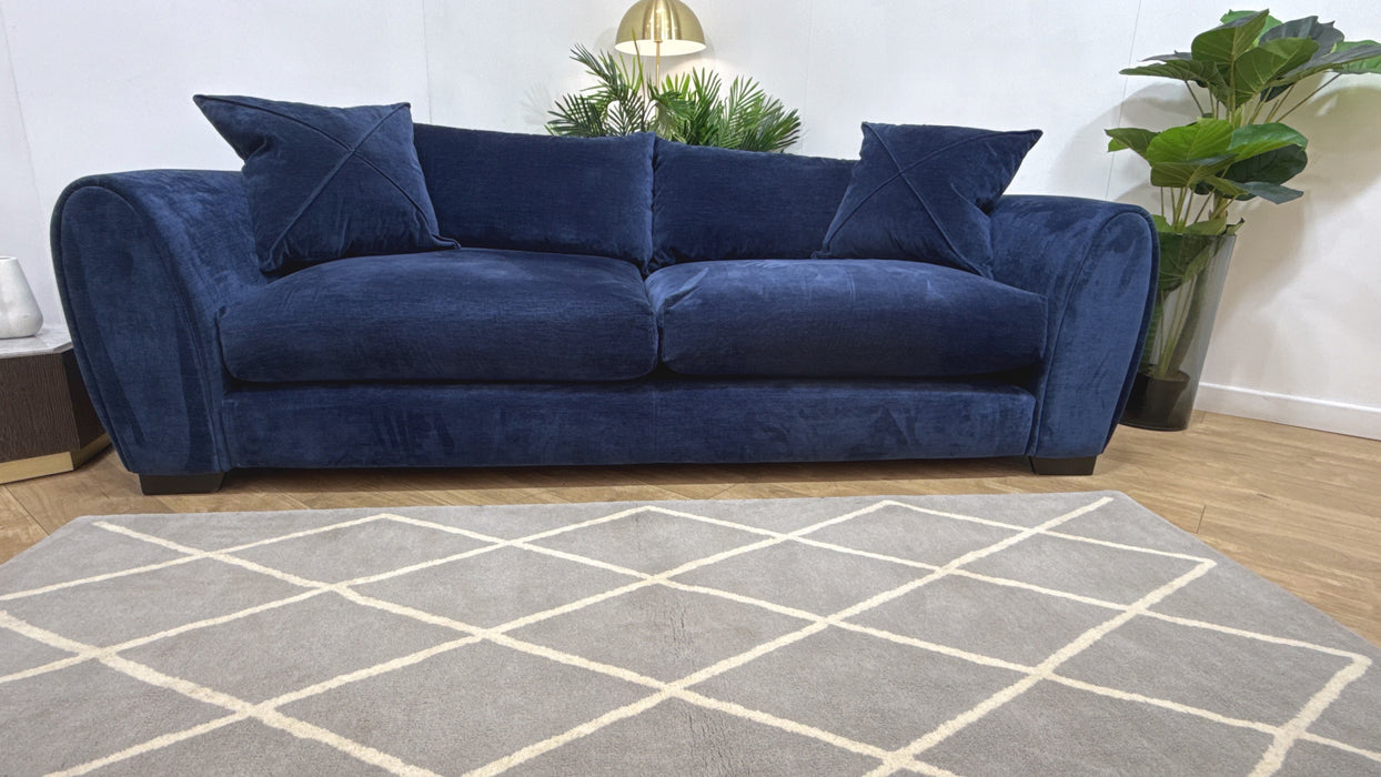 Sofology Hourglass Fabric 3 Seater in Vintage Velvet Navy/Graphite Mix