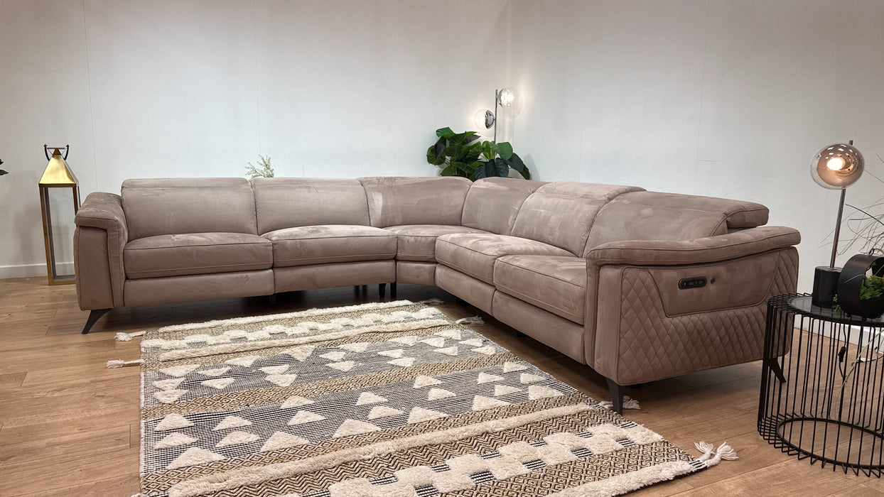 Sofology Ezra Fabric 3 Corner 3 Power Recliner/Headrest Heated Seats in Lifestyle Plush Nutmeg