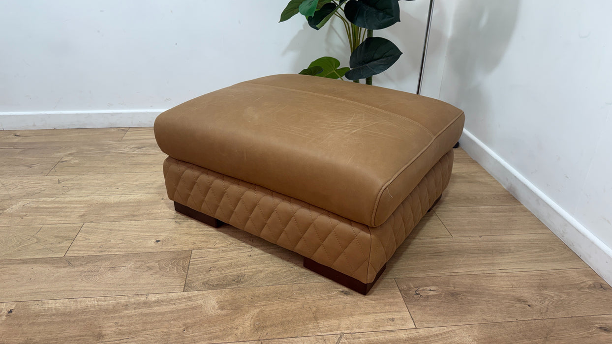 Sofology The Firenze Leather Designer Footstool in Character Vintage Tan