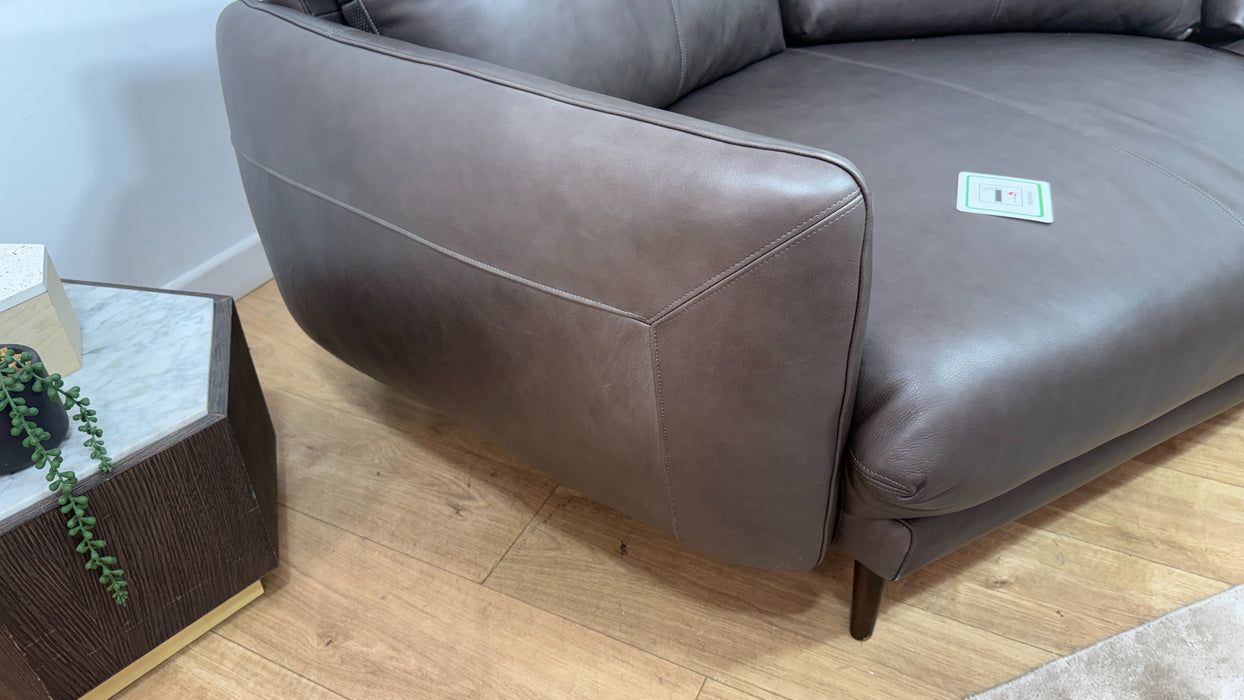 Sofology Adler Leather Asymmetric 3 Seater in Relaxed Soft Black Coffee