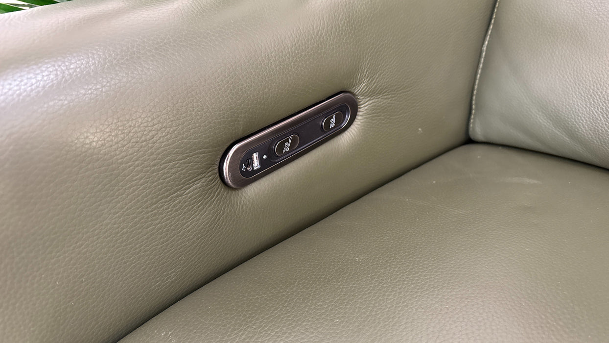 Sofology The Ravello Leather 3 Seater Power Recliner in Trusty Embossed Dark Olive