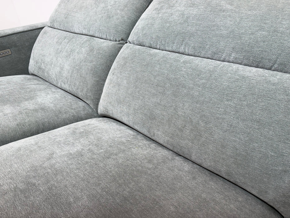 Sofology Horizon Fabric 2.5 Seater Power Recliner/Headrest in Textured Chenille Seafoam