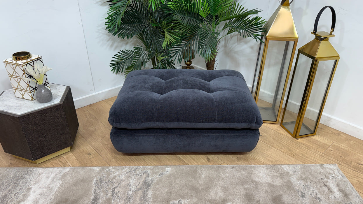 Sofology Cocoon Fabric Designer Footstool in Relaxed Chenille Ink
