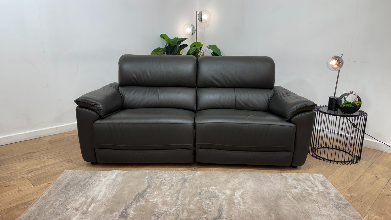Sofology Hugo Leather 2.5 Seater Power Recliner/Headrest in Trusty Embossed Charcoal