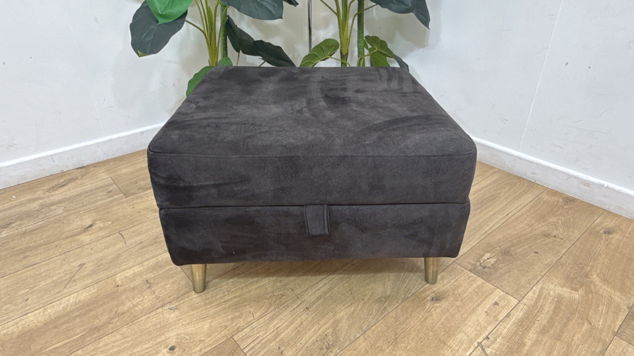Sofology Hackney Fabric Storage Memory Foam Footstool in Lifestyle Dapple Anthracite