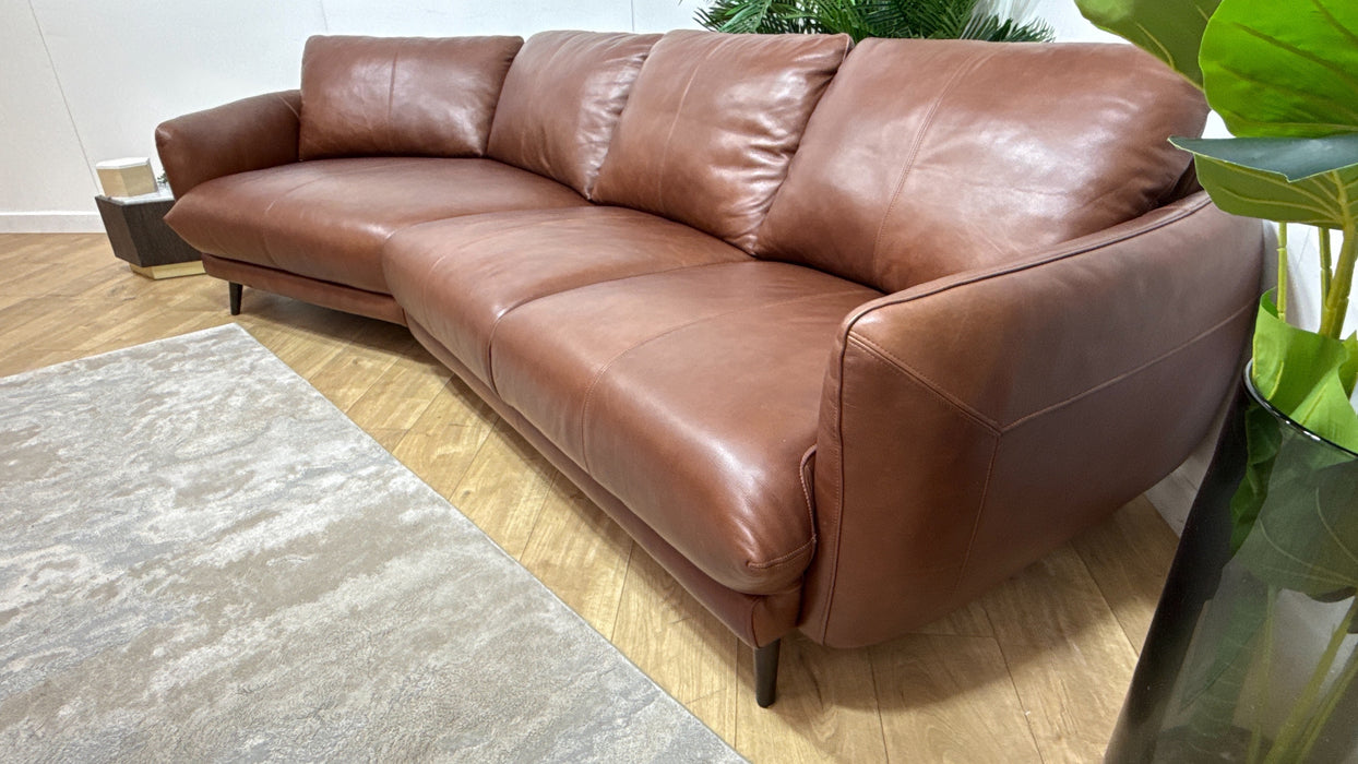 Sofology Adler Leather Asymmetric 4 Seater in Relaxed Soft Brown