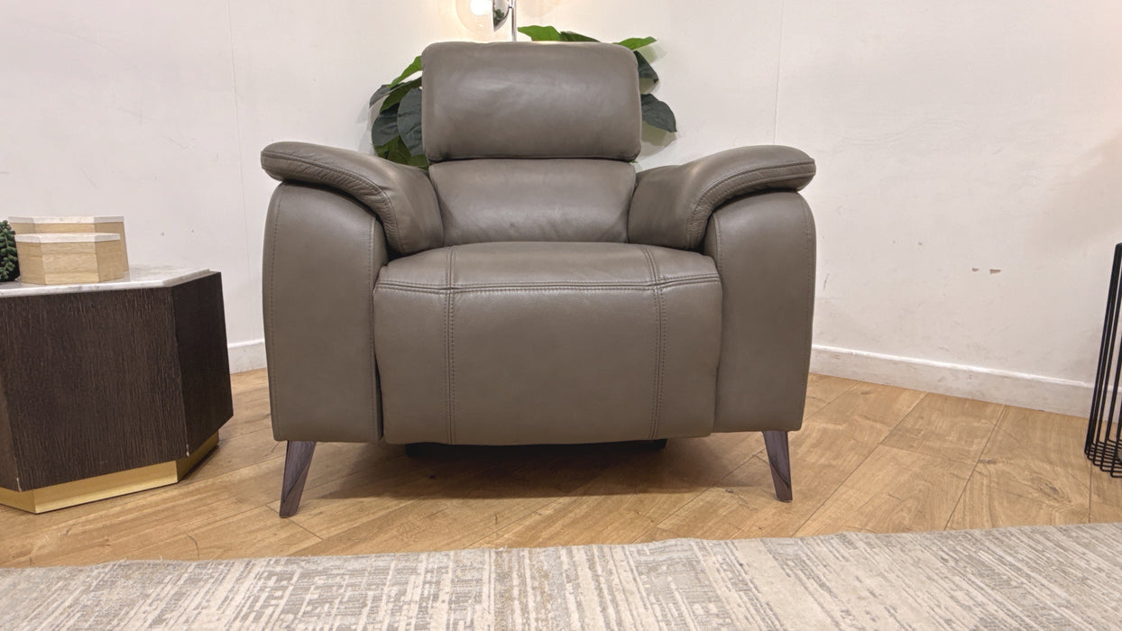 Sofology Bailey Power Recliner Leather Chair in Trusty Embossed Charcoal