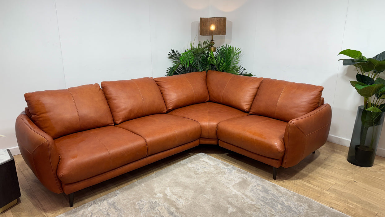 Sofology Adler Leather 2 Corner 1 in Relaxed Soft Amber