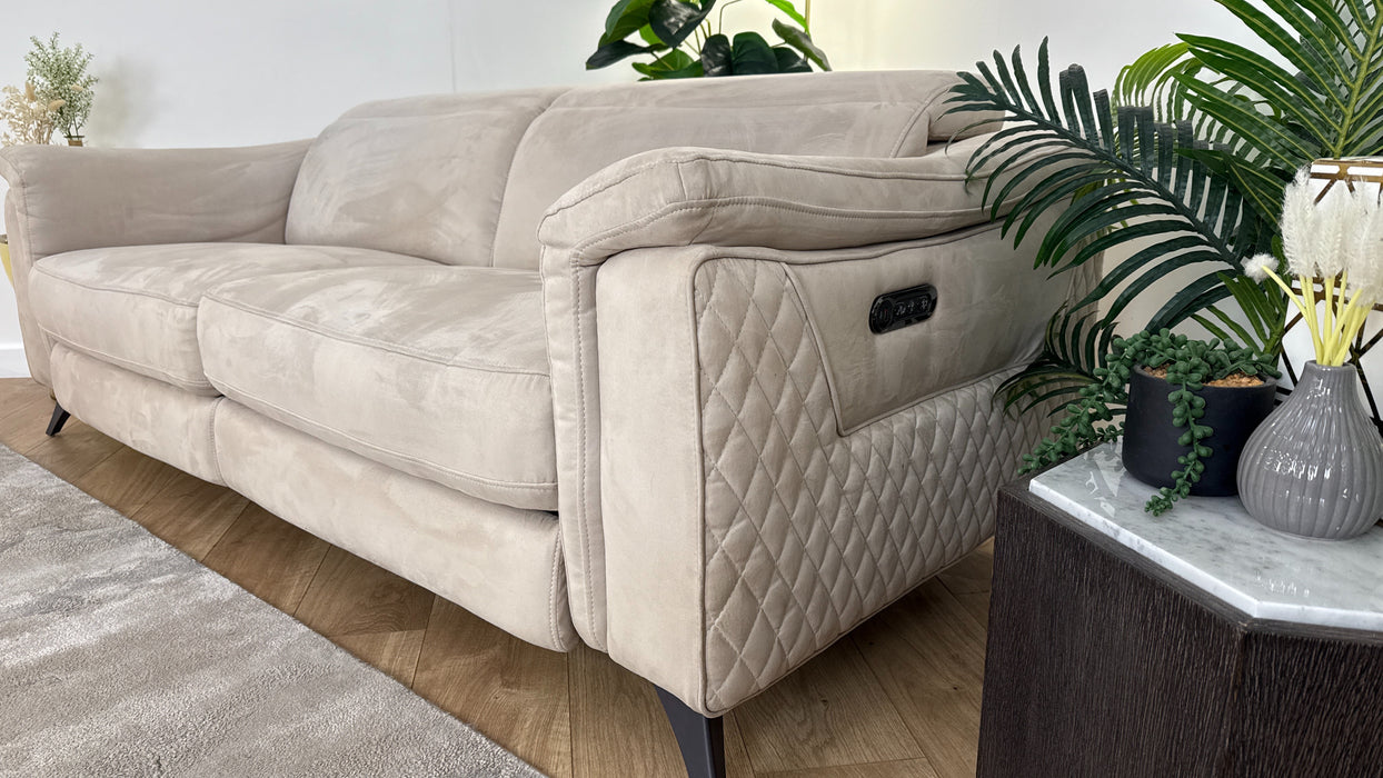 Sofology Ezra Fabric 3 Seater Power Recliner/Headrest in Tara Mink