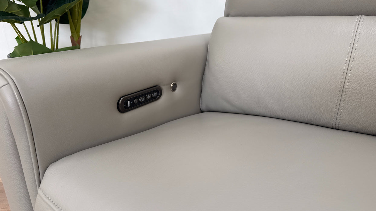 Sofology The Ravello Leather Recliner 2.5 Seater in Light Grey