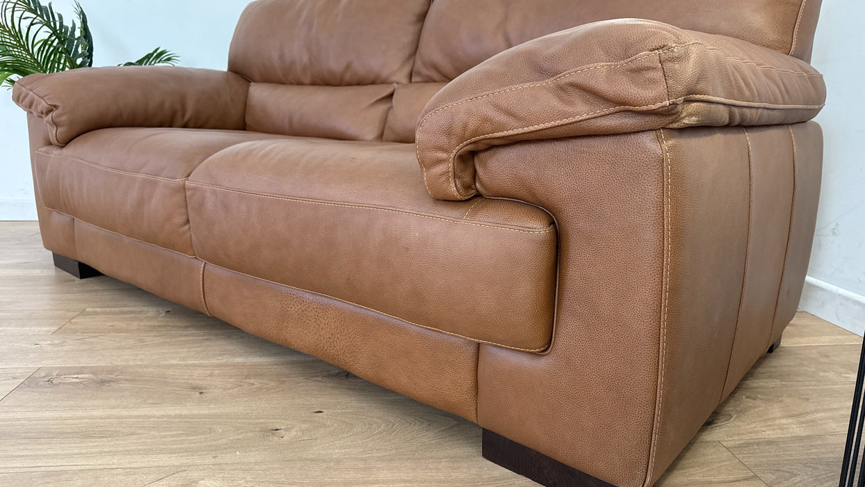 Santino 2 Seater - Leather Sofa - Apollo Tan