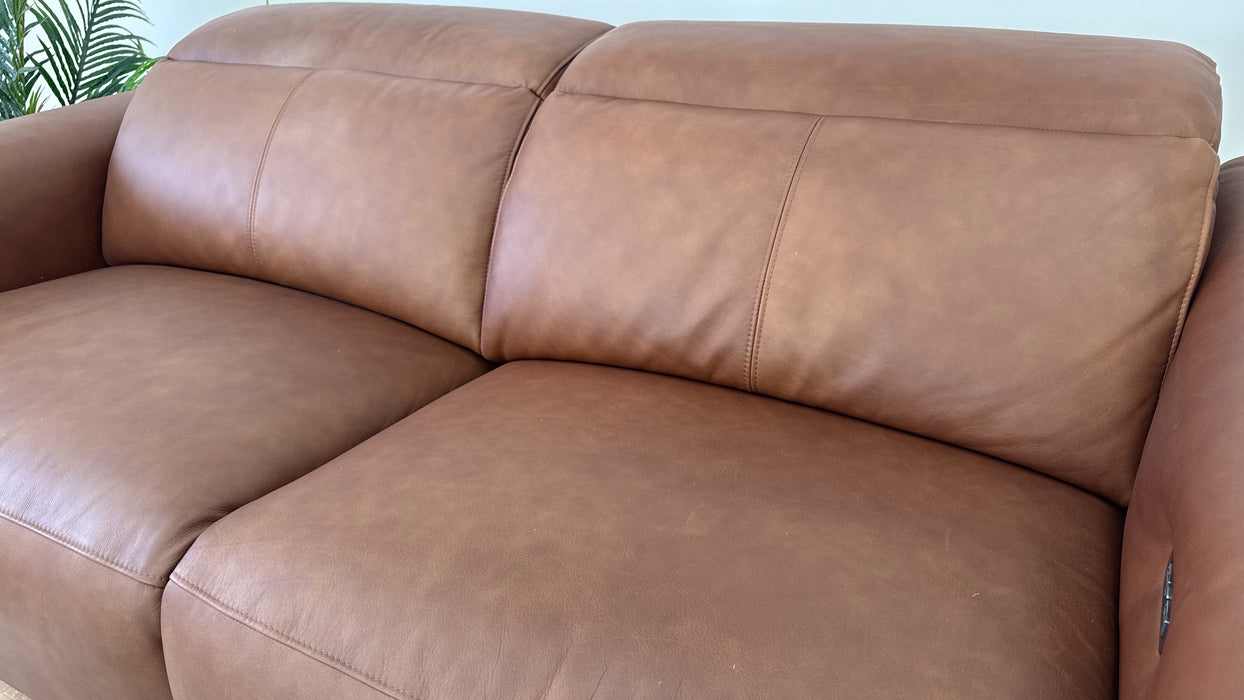 Bohemia 3 Seater Sofa + 2 Seater Power Recliner, Power Hdrst- Leather - Power Recliner, Power Hdrst - Relaxed Matt Expresso