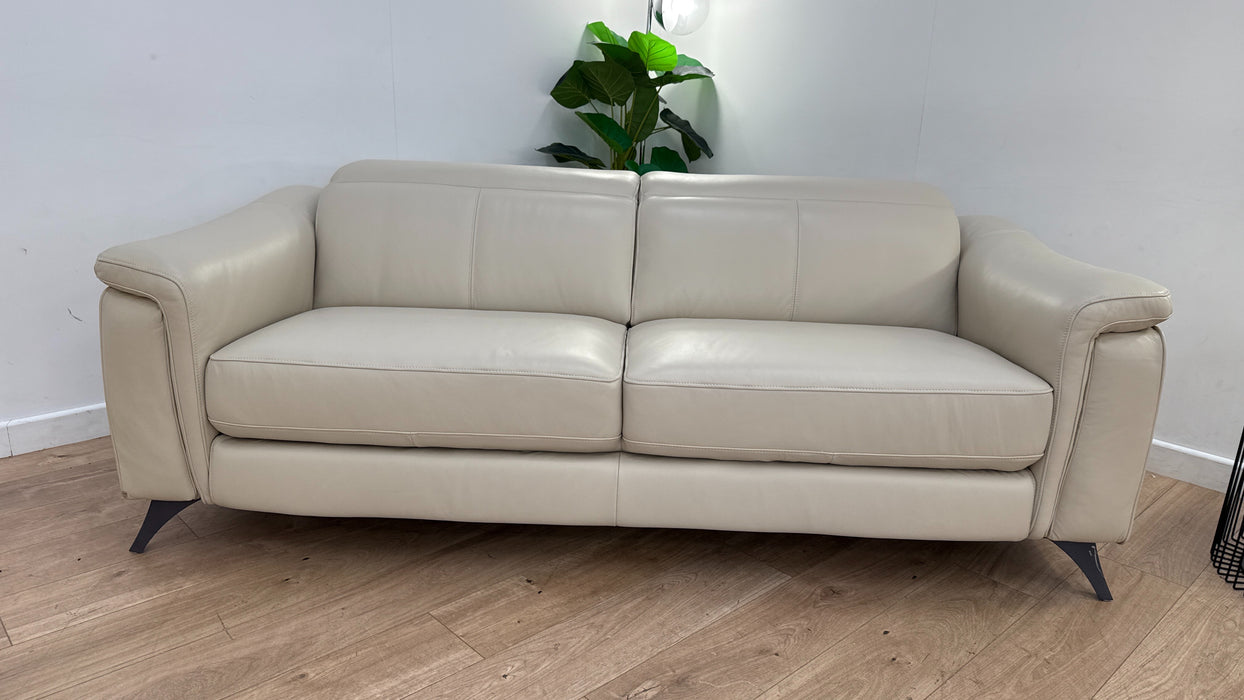 Sofology Ezra Leather 3 Seater in Trusty Sheen Bone China