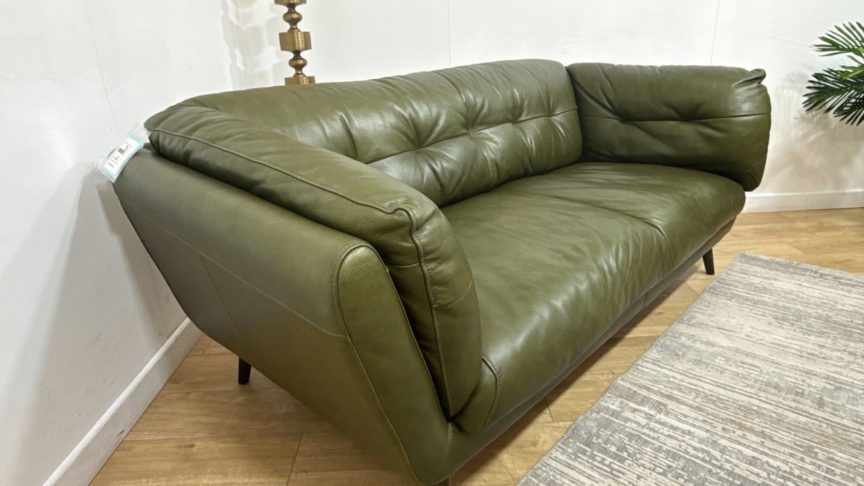 Sofology Hygge Leather 3 Seater in Relaxed Soft Olive
