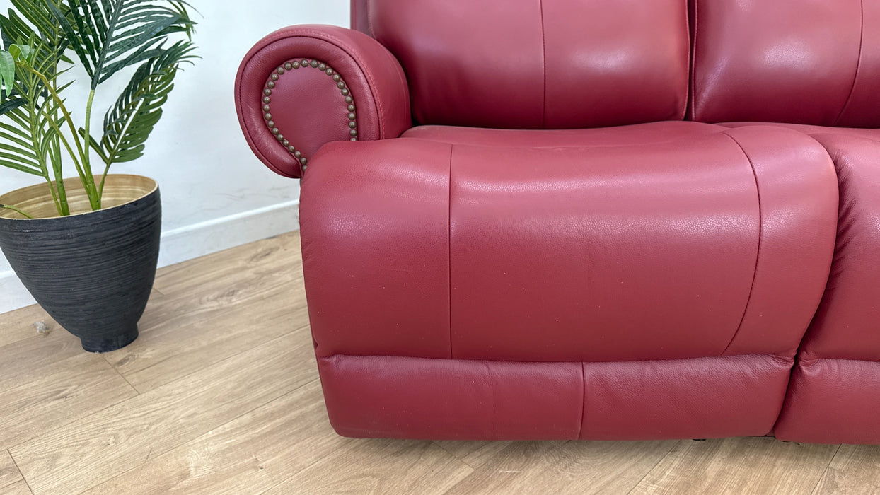 Benton 2 Seater Sofa - Power Recliner Leather - Cranberry