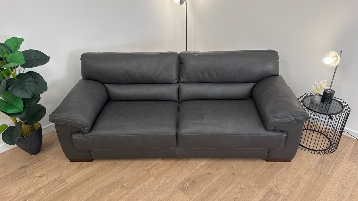 Santino 3 - Leather Sofa - Caruso Slate