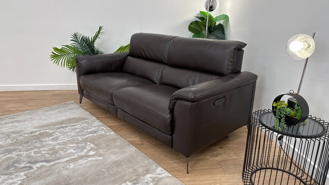 Sofology Illinois 3 Seater Leather Recliner in Brown