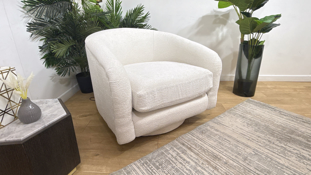 Sofology Westwood Fabric Swivel Chair in Soft Boucle Ecru