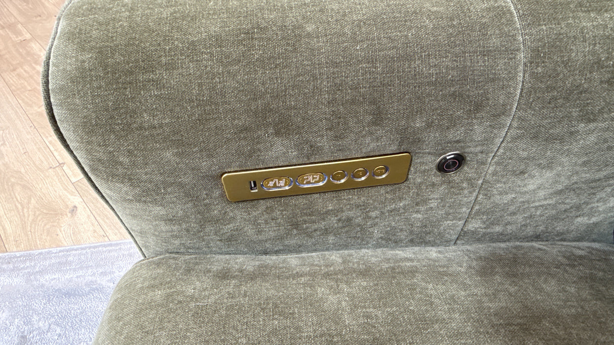 Sofology Kingsbridge Fabric 2.5 Seater Power Recliner/Headrest Heated Seats in Relaxed Chenille Olive Green