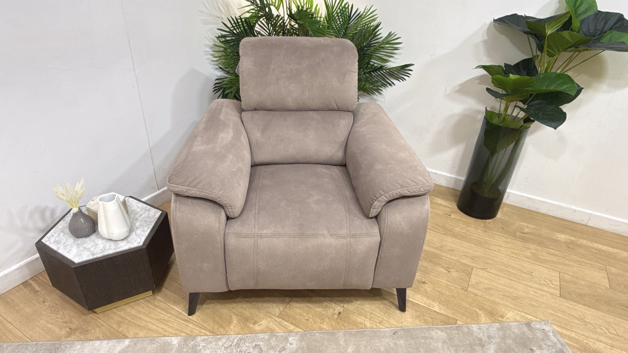 Sofology Bailey Fabric Chair Power Recliner/Headrest in Lifestyle Flecked Nutmeg